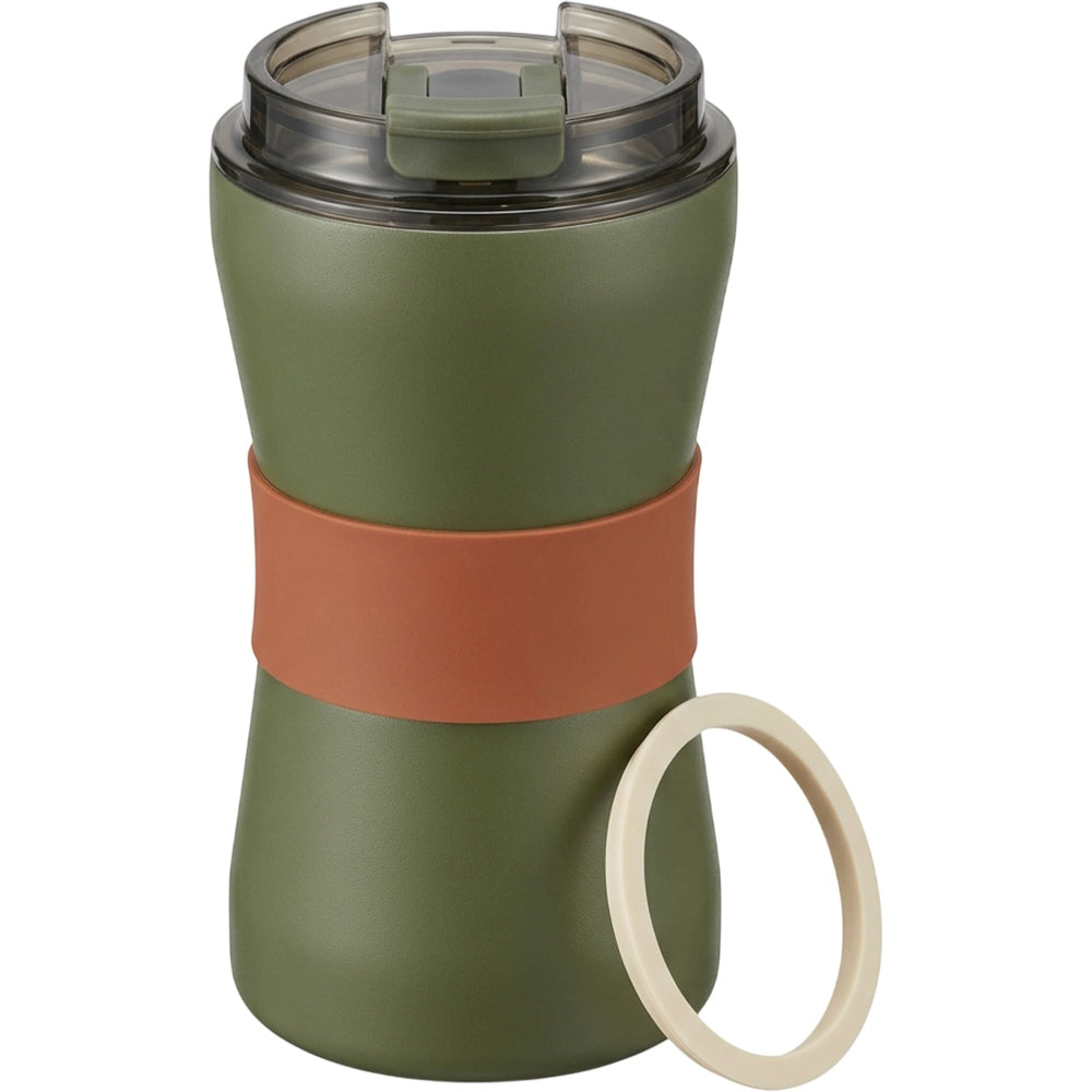 Mvabv Eighteen Ounce Hourglass Travel Tumbler with Dual Channel Flip Lid Olive - Product view