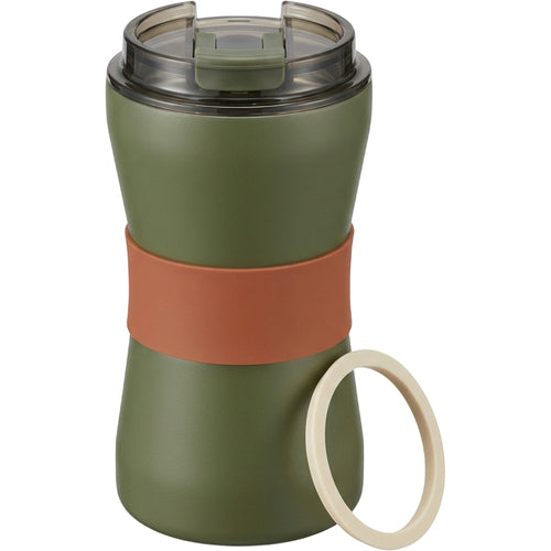 Mvabv Eighteen Ounce Hourglass Travel Tumbler with Dual Channel Flip Lid Olive - Product view