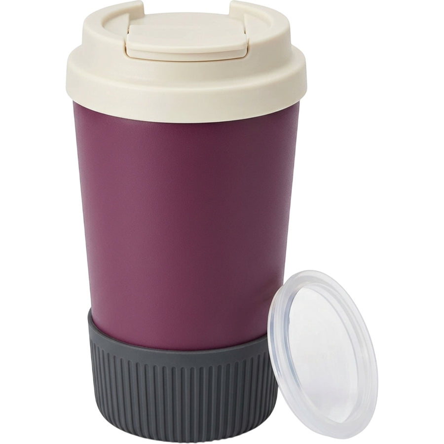 Mvabv Sixteen Ounce Tapered Travel Tumbler with Full Width Flip Hatch Plum